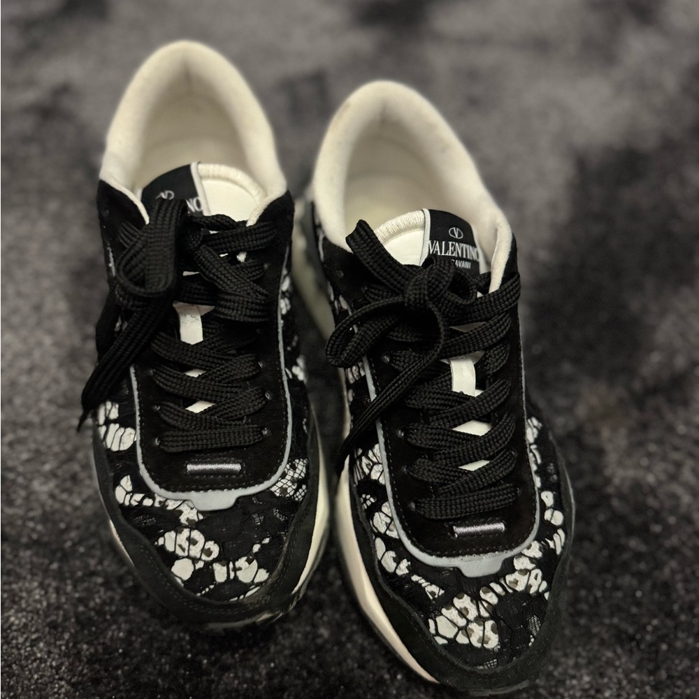 Valentino Women's Monochrome Lace Sneakers